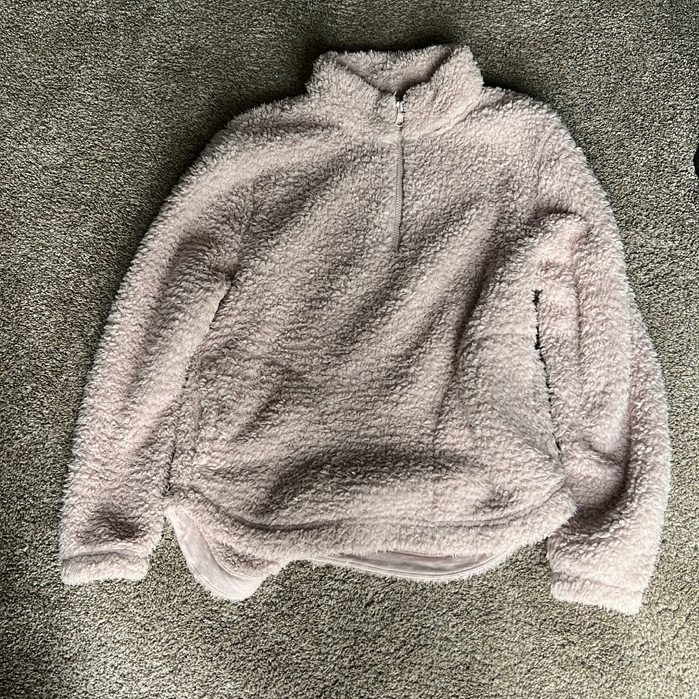 Tan fleece 1/4 zip with pockets new